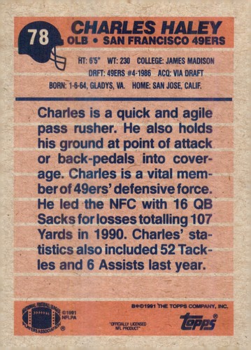 S8R1: 1991 Topps Football Card #s 1-319 - Picture 117 of 493