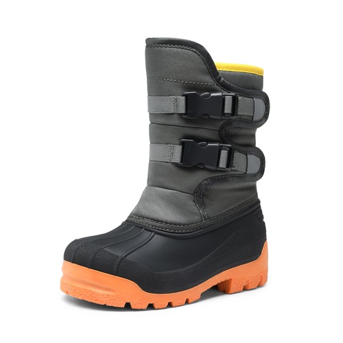 Kids Boys Girls Snow Boots Non-Slip Mid Calf Faux Fur Lined Winter Warm Ski Boot - Picture 13 of 13