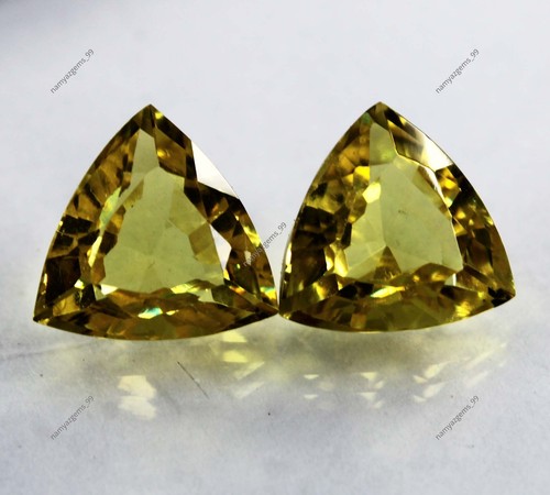 18 Ct NATURAL Sapphire Yellow Trillion Cut CERTIFIED Loose Gemstone Pair - Picture 2 of 8