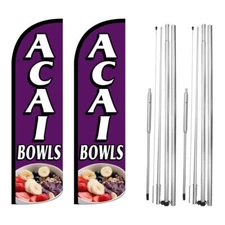 Acai Bowls Swooper Flutter Feather Flag | 3ft W x 11.5ft Tall