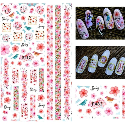 Self Adhesive Nail Stickers, Flowers, Xmas, Halloween, Leaves, Cute Nail Art, UK - Picture 65 of 82