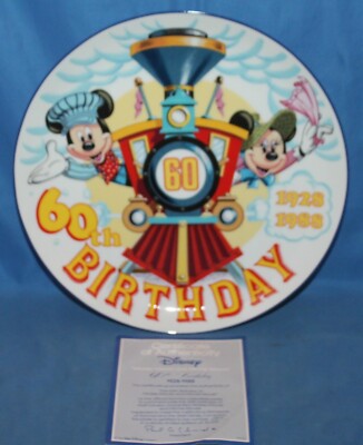 Vintage Disney Mickey & Minnie Mouse 60th Birthday Plate 1988 Schmid