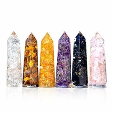 HEALING CRYSTAL WAND Amethyst Tigers Eye Citrine Rose Quartz Set of 6 EVER VIBES