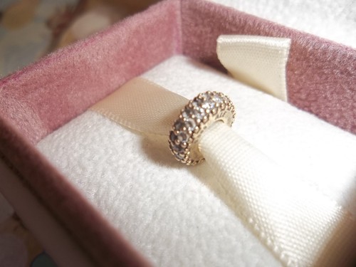 Genuino Auténtico Pandora Oro 14ct Pavé Inspiración Espaciador Dije 750835CZ - Imagen 2 de 3