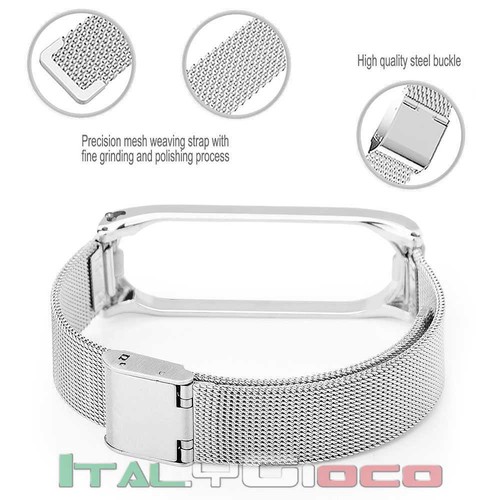 Cinturino in Acciaio Inossidabile Fascia Strap per Xiaomi Mi Band 3 4 Argento - Foto 3 di 6
