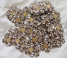 NOS 1 3/4" Wide Brown and Gold Animal Print Iron On Flower Patches - 80 Pieces