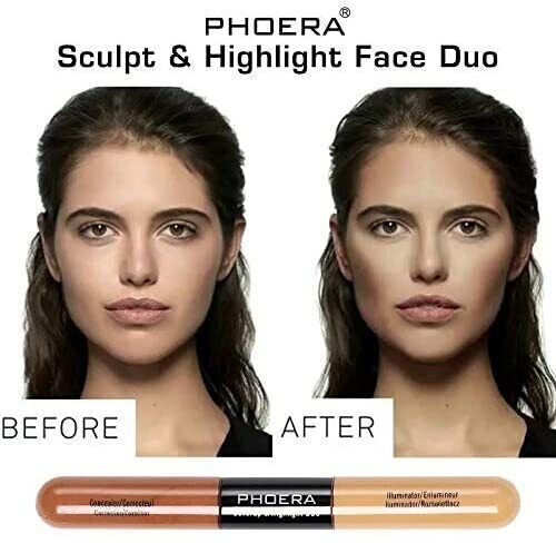 PHOERA Sculpt & Highlight Concealer Foundation Shadow Stick Caramel/Vanilla 103 - Picture 6 of 9
