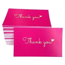 100 Pack Thank You Cards with Gold Heart Design for All Occassions, 3.5x2 Inch