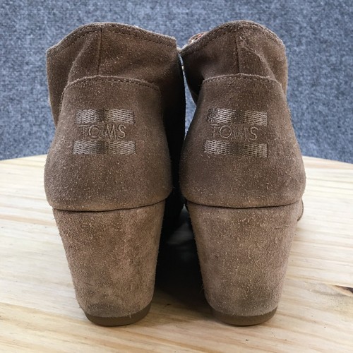 Toms Desert Boots Womens 7.5 Ankle Bootie Wedge 740817 Brown Leather Lace Up - Picture 7 of 10