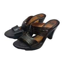 Sofft Corinna Wedge Sandals Brown Leather Heels Business Casual Classic 7M/38 EU