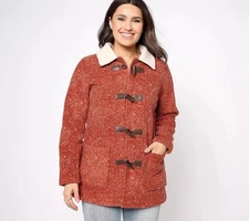 NWT DENIM & CO. ADAPTIVE HERITAGE FLEECE BONDED JACKET, RICH RUST, SMALL