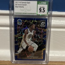 Kevin Durant 2017-2018 Donruss Optic Blue Velocity #47 CSG 9.5