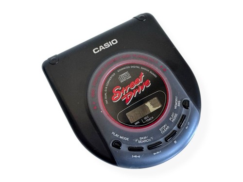 Reproductor de CD portátil Casio Street Drive PZ-7 de colección - raro retro probado y funcionando - Imagen 2 de 24