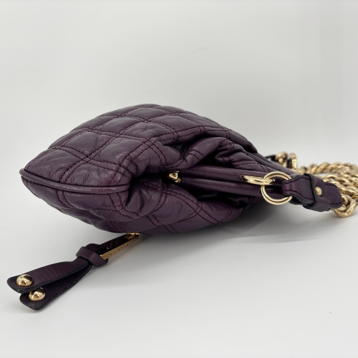 Marc Jacobs Quilted Stam Kisslock Chain Shoulder Bag Purple