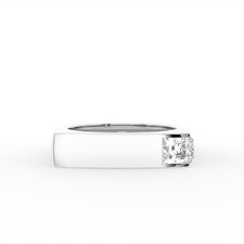14K White Gold Modern Minimalist Diamond Ring, Square Band, Bespoke - DPRN0034
