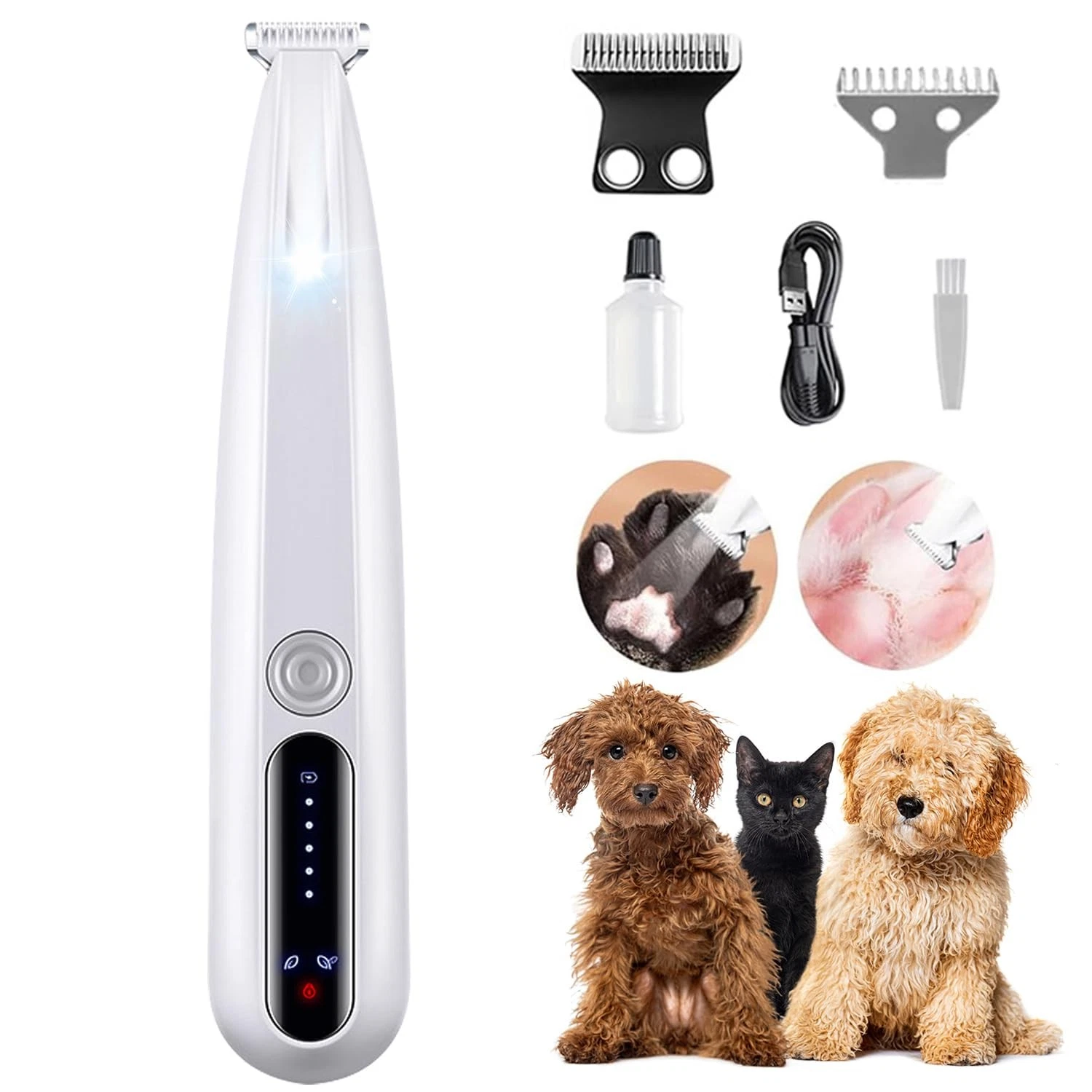 2026 New Pet Precision Trimmer, Dog Paw Trimmer with LED Light, Low Noise, IP...