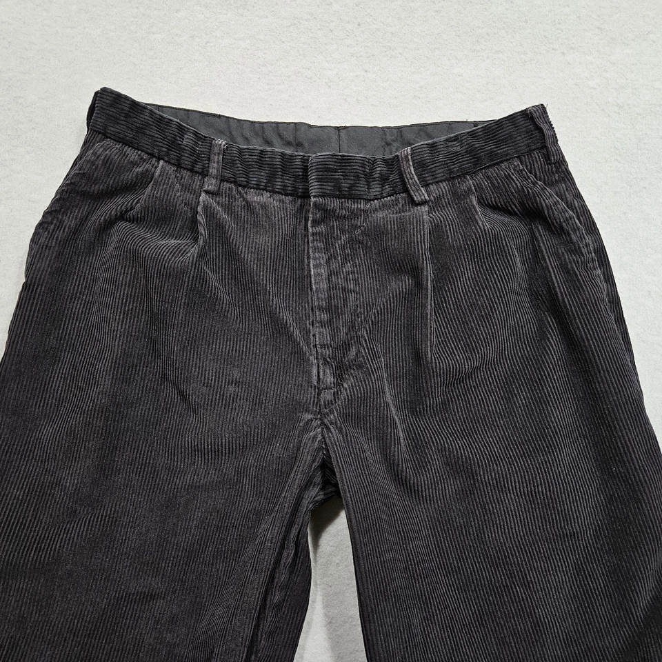 Мужские вельветовые брюки George 36x30 черные плиссированные прямые с манжетами широкие бледные - Изображение 2 из 4