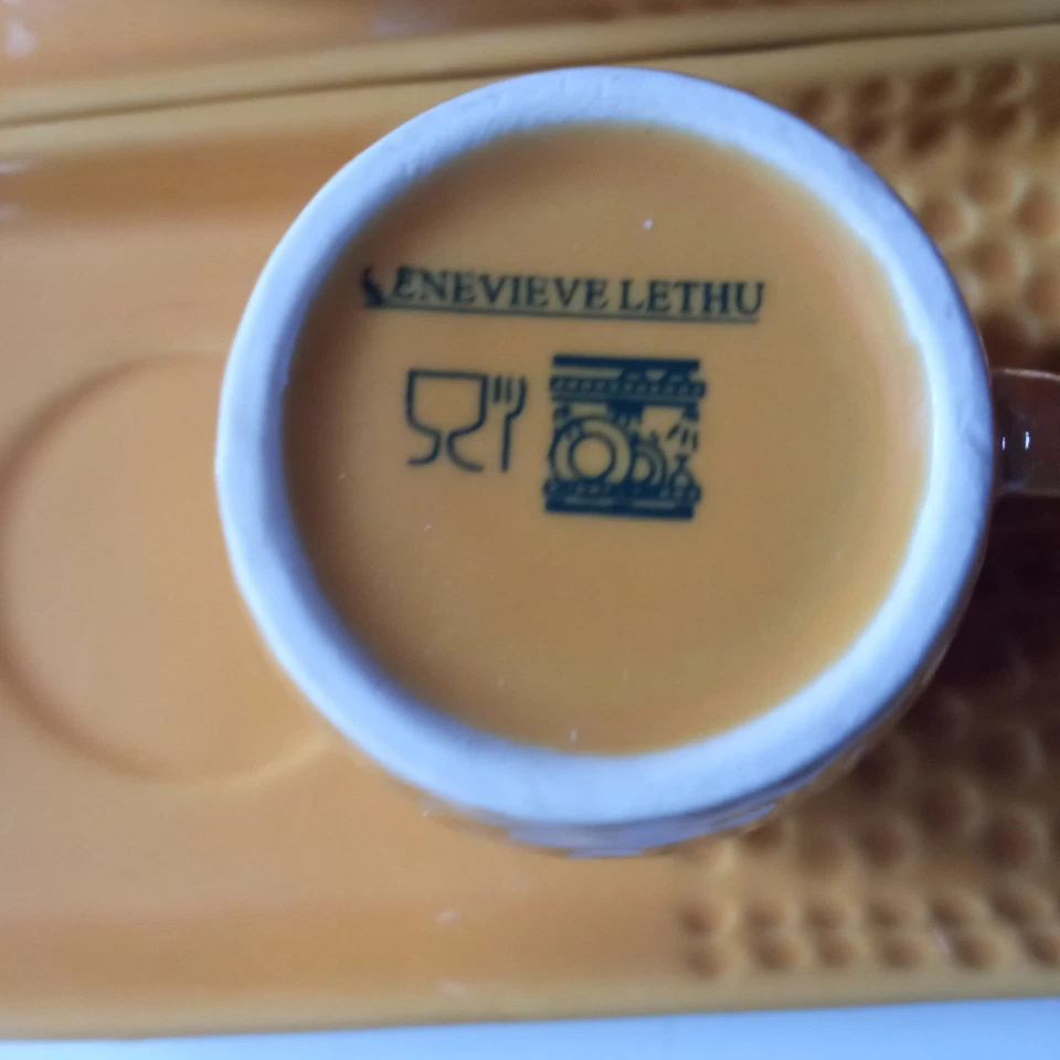 GENEVIEVE    LETHU    grain de riz 6  tasses  et  sous tasses à  café    VINTAGE - Photo 4/4