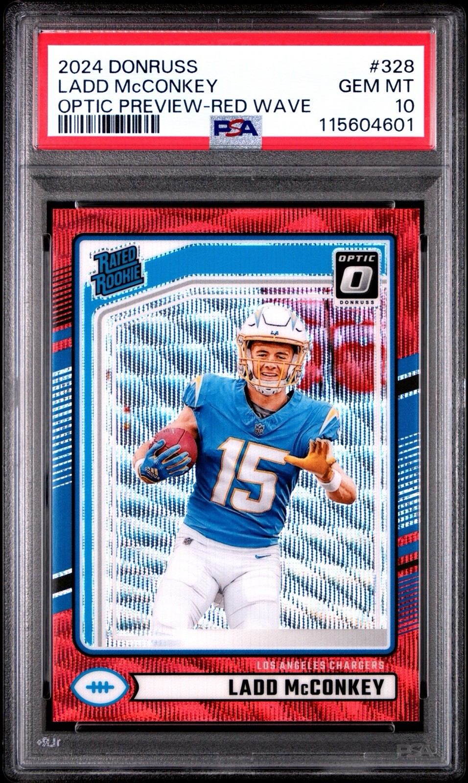 Ladd McConkey Panini Donruss #328 Optic Preview-Red Wave