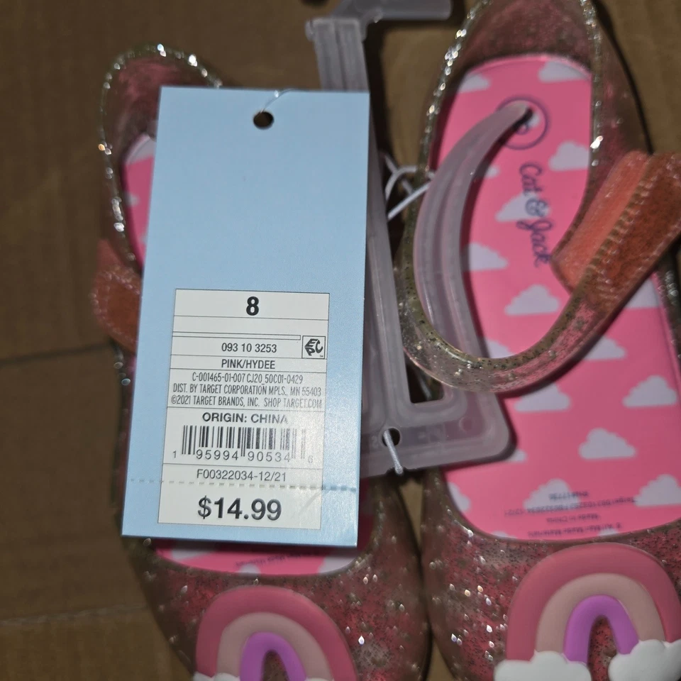 Sandalias de gelatina arco iris Cat & Jack Hydee para niñas pequeñas, rosa brillo, talla 8 nuevas con etiquetas Foto 2 de 4