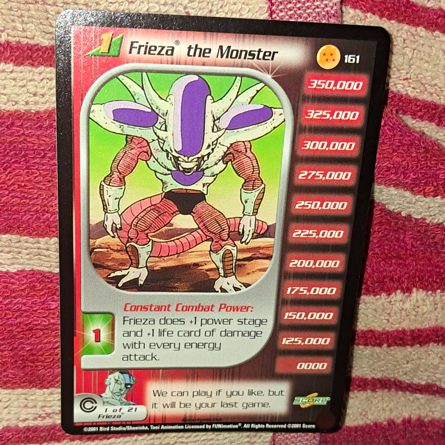 Score Frieza the Monster Dragon Ball Z CCG Constant Combat Power 161 Holo 2001