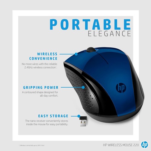 HP Wireless Mouse 220 Blue Blue Mouse - Picture 4 of 10