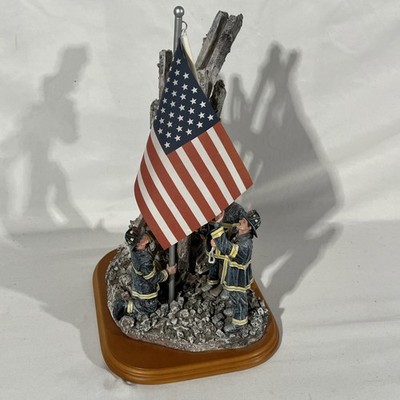 Vanmark Red Hats of Courage Image of Hope 9/11 Firefighter Flag Statue.  #8/2204