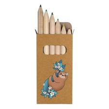 6 x 'Sloth' Short 85mm Pencils / Coloured Pencil Set PE00033189 