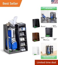 Wooden Golf Bag Organizer and Storage Rack - Black, White or Brown Finish