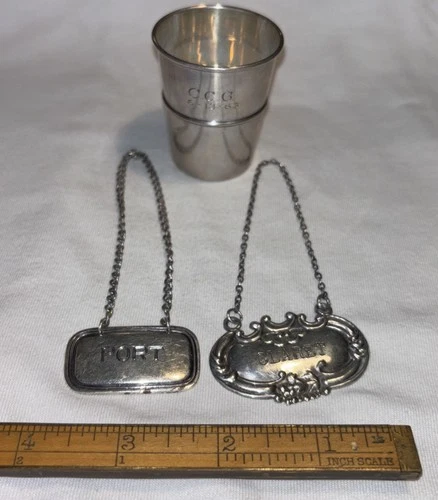 Sterling Silver Shot Glass Port Claret Tag Reed Barton  Boston Vintage 44g