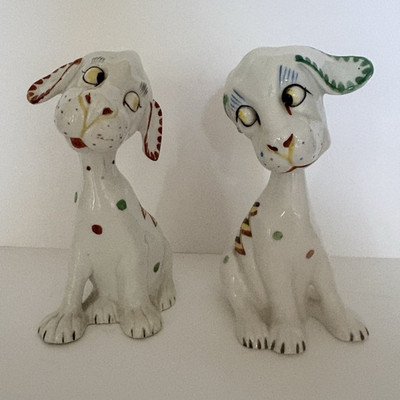Vintage Lavin & Lauer Germany Art Deco Flirting Dogs Porcelain Pair 5 