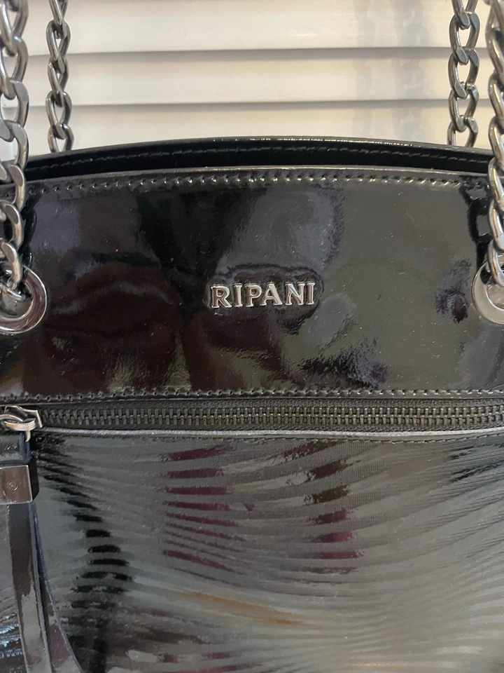 Ripani 7931 NIGELLA черный лакированная кожа сумка с короткими ручками Дамская сумка 100% сделано в Италии - Изображение 3 из 4