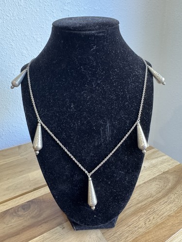 Sterling Silver Multi Teardrop Necklace ~22" MJS 925