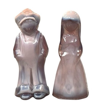Pair Vintage Moser Sugar Plum Jenny and Josh Glass Doll Figures Purple 1981
