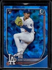 2025 Bowman Chrome Sapphire Roki Sasaki Blue Cracked Ice Rookie RC Dodgers