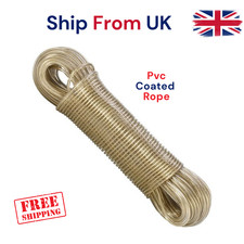 Vinsani PVC Coated Clothes Line Rope Heavy Duty Strong Washing Line UK Stock