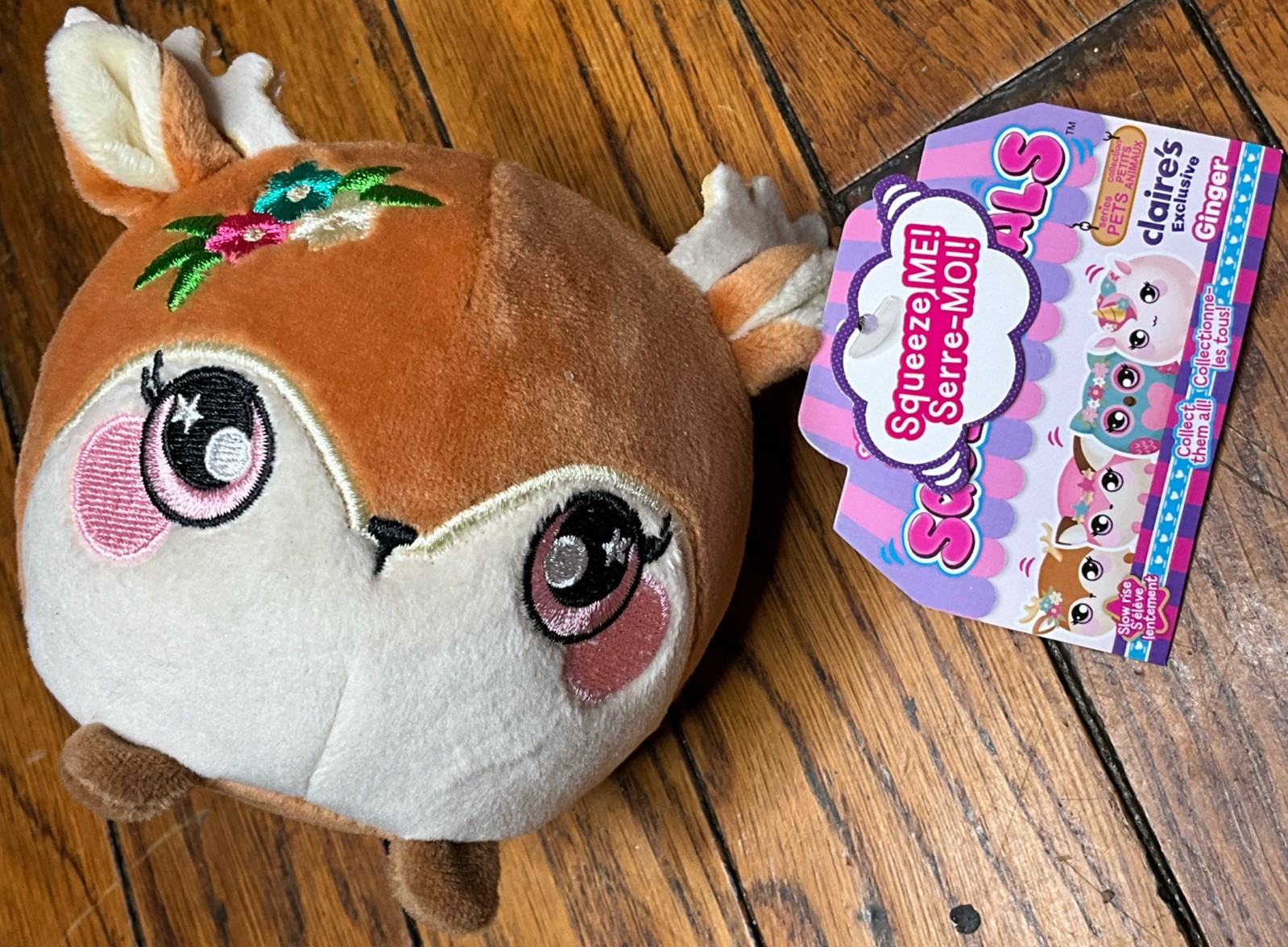 NWT Claire’s Exclusive Squeezamals Ginger Reindeer Scented Stuffed Plush Toy