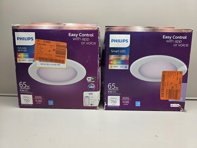 (2) Open Box Philips Smart Wi-Fi LED Recessed Downlights, Full Color, WiZ, White