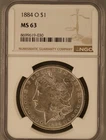 1884-O New Orleans Morgan Silver Dollar NGC MS 63