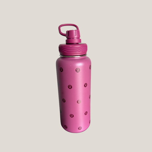 Lululemon Back to Life Sports Water Bottle All-Over Logo Print Racer Pink 32oz