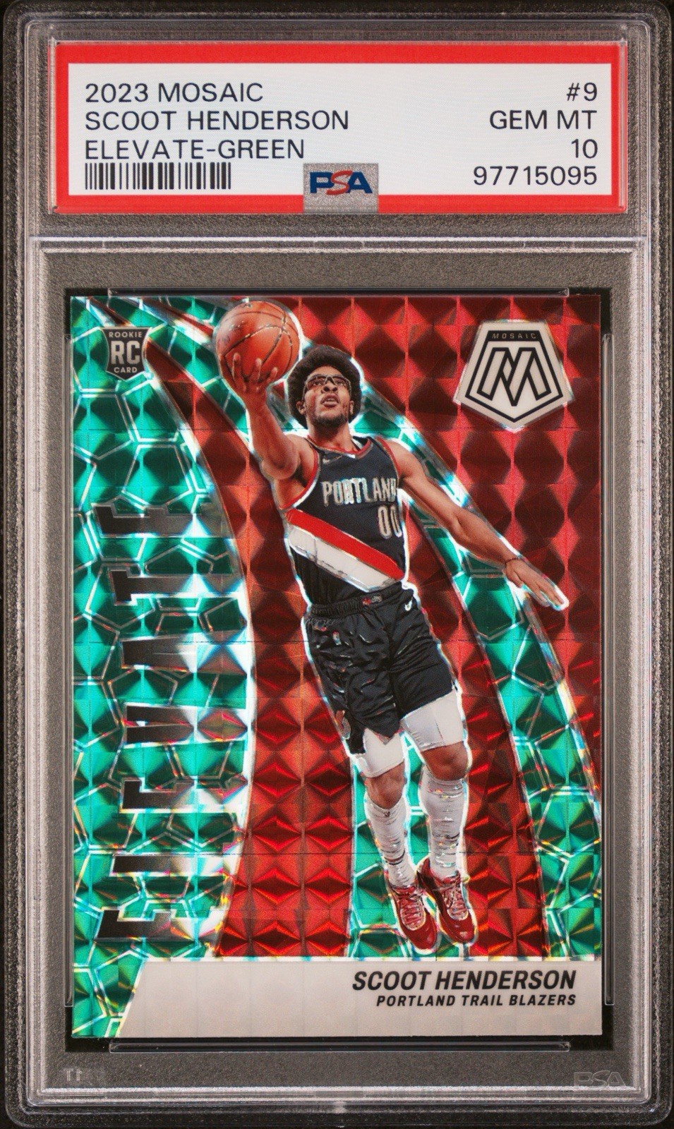 2023-24 Panini Mosaic - Elevate Scoot Henderson #9 Green Mosaic Prizm (RC)