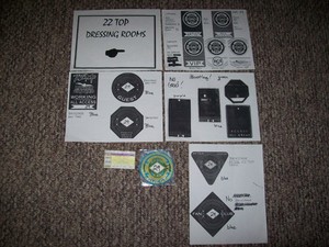 Lot Of Original ZZ Top Concert Signs, Backstage Pass, & Ticket (Dressing Room)