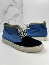 Del Toro Shoes Mens Size 9 Blue Black Suede Made In Italy Casual Sneaker Lace Up
