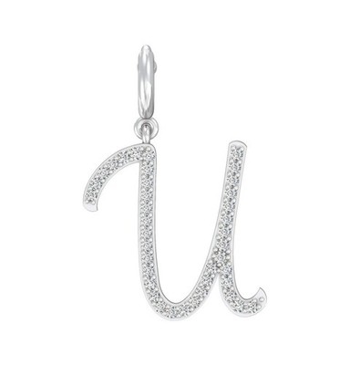 Sterling Silber Lab gezüchteter Diamant Initiale U Buchstabe Anhänger Halskette 18'' Kette