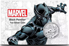 2018 - $1 BLACK PANTHER™ Marvel Series Tuvalu 1 oz .9999 Silver BU Coin on Card