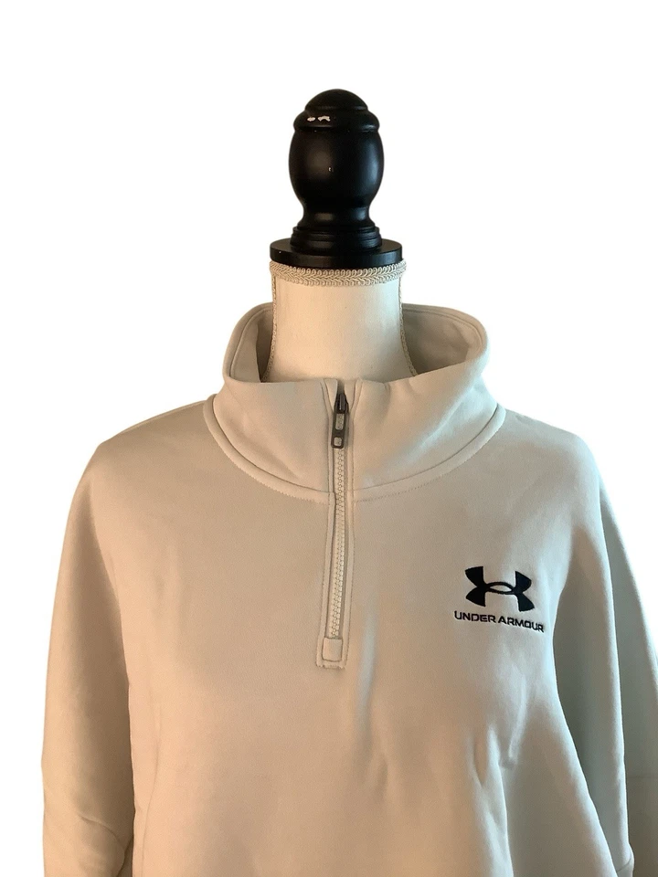 Pullover suelto Under Armour Essential polar 1/2 cremallera marfil para mujer talla XL nuevo con etiquetas Foto 3 de 4
