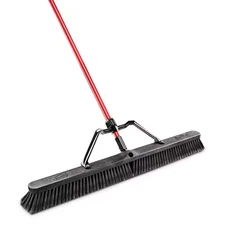 Push Broom Set 36 In. Smooth Surface with Brace & Steel Grip Handle Heavy duty