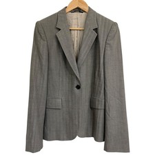 GUCCI Herringbone Stretch Single Tailored Jacket, Size 44, Gray Women USED