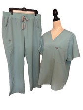 Figs Technical Collection Catalina Seaglass Womens Scrub Set Top XXL Pants XL