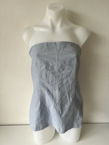 Staple The Label Top Women Medium Blue Harvest Bodice Linen Cotton Rp $129 - Picture 6 of 17
